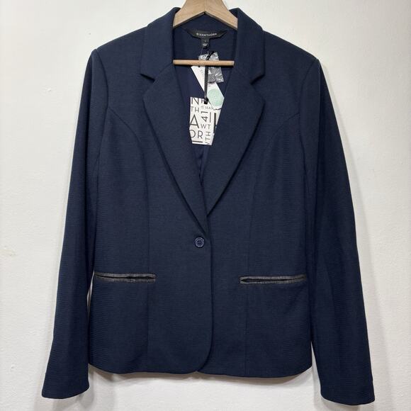 41 Hawthorn Womens Button Lined Blazer Blue Gray Elbow Pads Classic Size Large - Picture 3 of 9